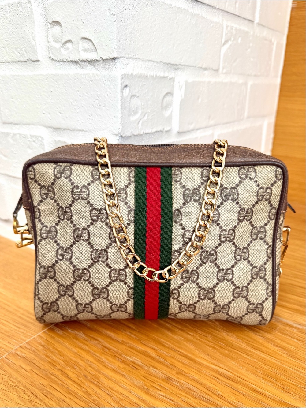 Gucci Authentic Vintage Sherry Line Monogram Clutch / Crossbody Bag